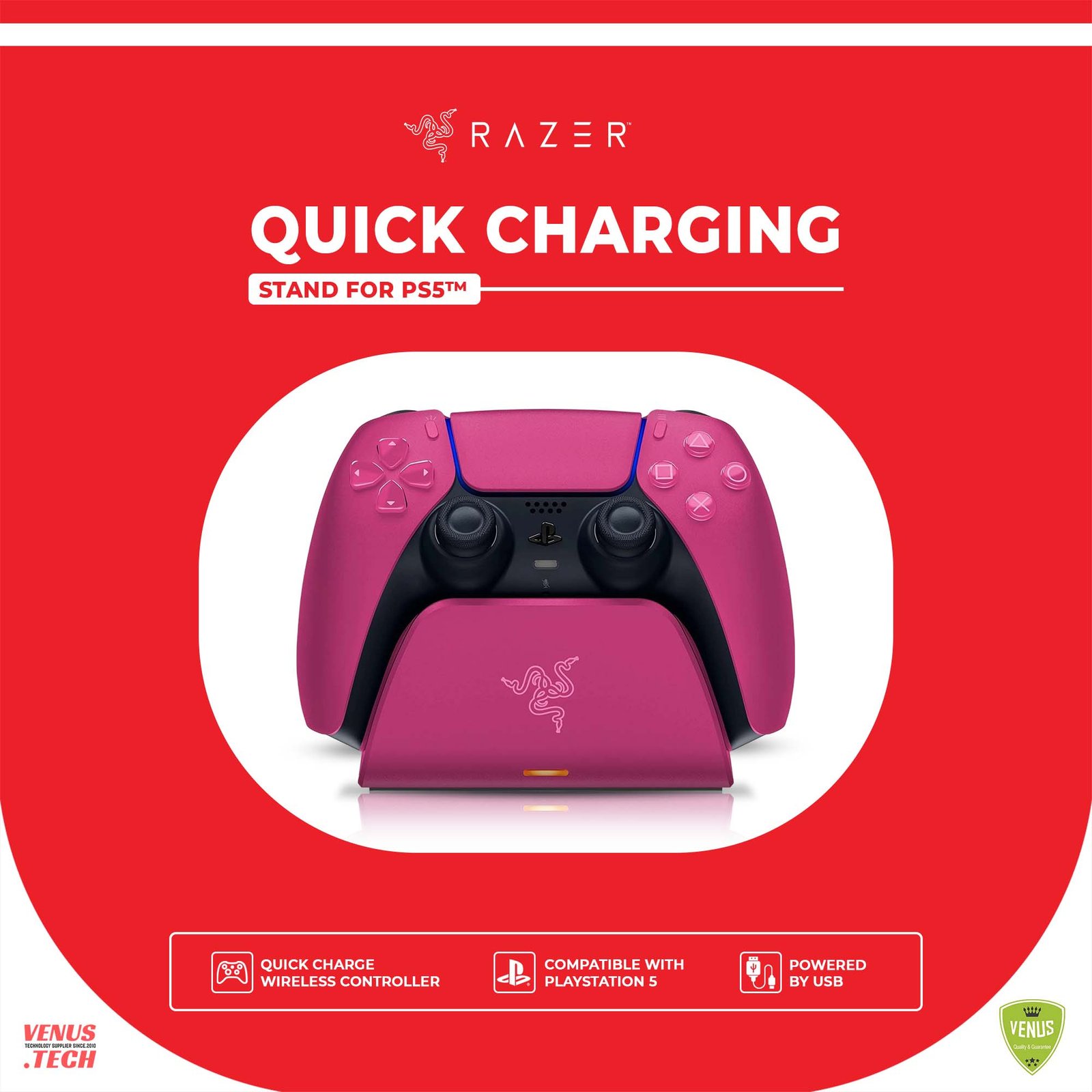 RAZER Universal Quick PlayStation 5 Charging Stand (Pink)