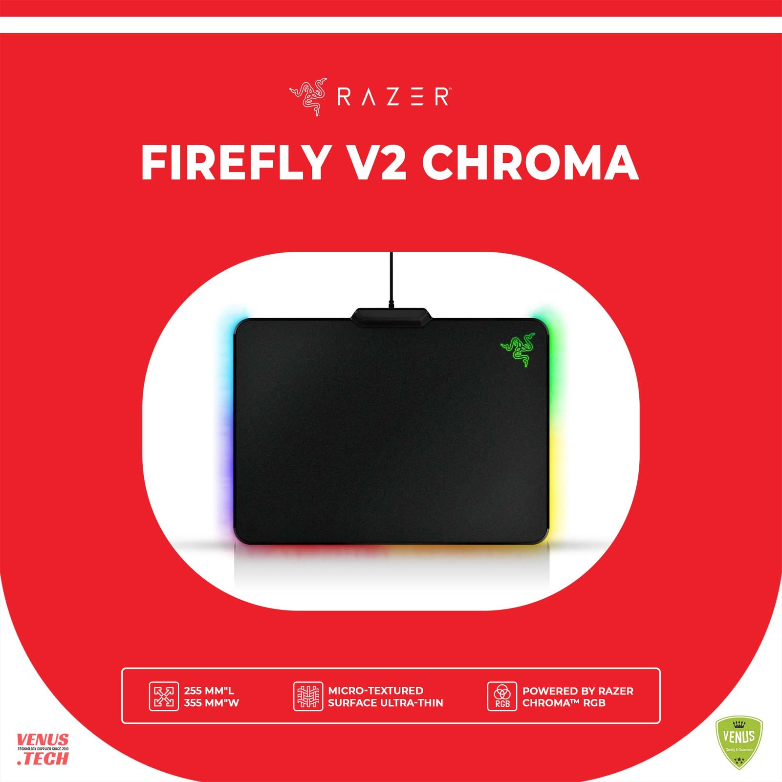 85 - FIREFLY V2 CHROMA Razer Firefly Hard V2 RGB Gaming Mouse Pad - Image 1
