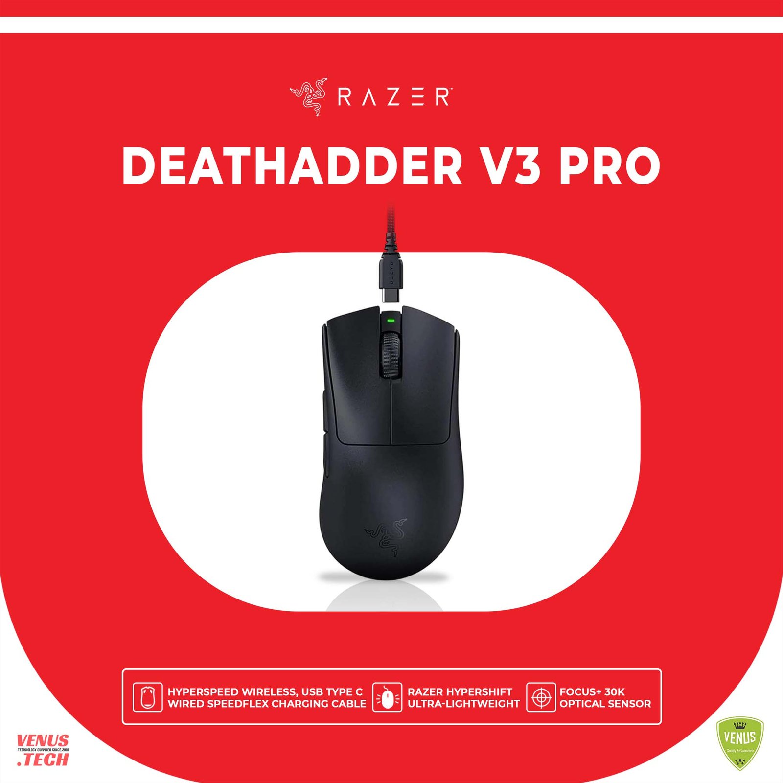 9 - DEATHADDER V3 PRO BLACK Razer DeathAdder V3 Pro Gaming Mouse - Image 1
