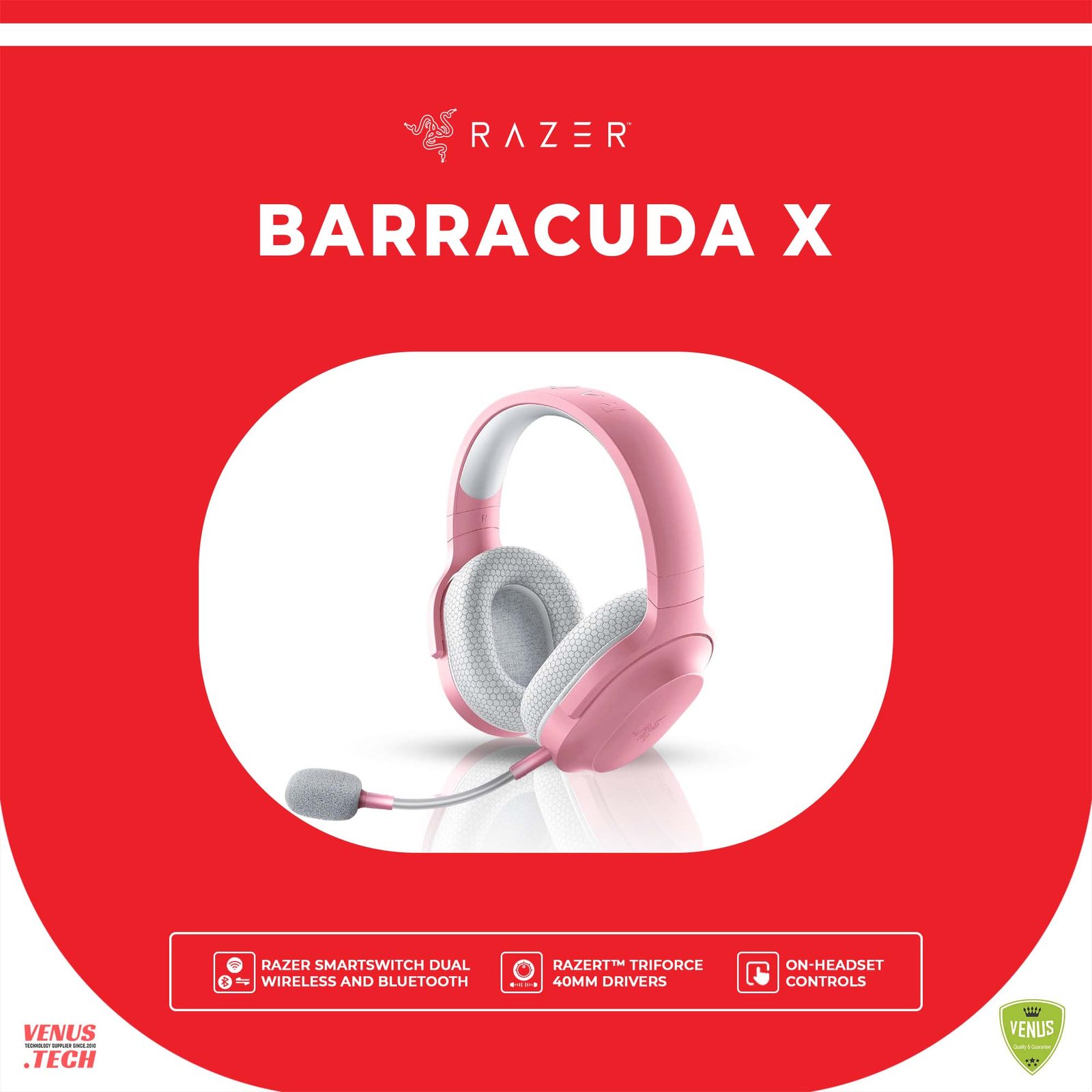 50 - Barracuda X QUARTZ_ Razer Barracuda X (2022) - Wireless Multi-Platform Gaming and Mobile Headset - Quartz Pink - FRML Packaging RZ04-04430300-R3M1 - Image 1