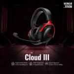 HyperX Cloud III - Wired Gaming Headset | PC | PS5 | Xbox Series X | S | Angled 53mm Drivers | DTS | Memory Foam | Durable Frame | Ultra-Clear 10mm Mic | USB-C | USB-A | 3.5mm | Black/Red