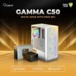 Ocypus Gamma C50 White ARGB WITH P650-80+ 4FANS + EH10 Black PRO ARGB Light and Fan Controller