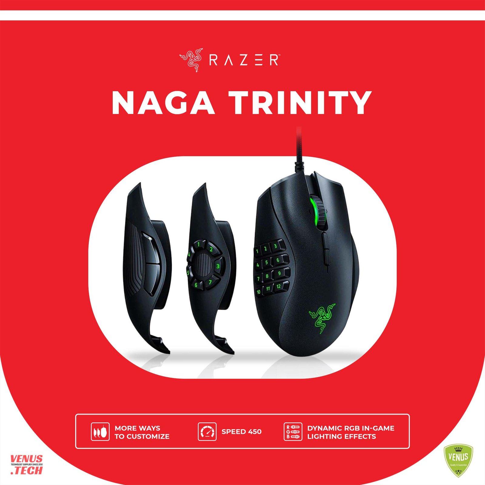 3 - NAGA TRINITY GMG_ Razer Naga Trinity Gaming Mouse: 16,000 DPI Optical Sensor - Chroma RGB Lighting - Image 1