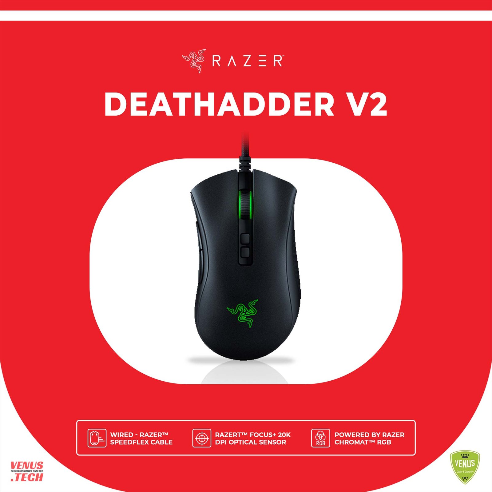 7 - DEATHADDER V2 Razer DeathAdder V2 Ergonomic Wired Gaming Mouse - Image 1