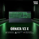 Razer Ornata V3 X Gaming Keyboard: Low-Profile Keys - Silent Membrane Switches - UV-Coated Keycaps - Spill Resistant - Chroma RGB Lighting - Ergonomic Wrist Rest - Classic Black - RZ03-04470100-R3M1