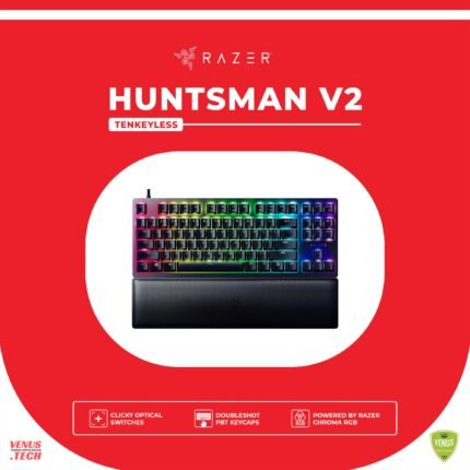Razer Huntsman V2 Tenkeyless - Optical Gaming Keyboard (Clicky Purple Switch) RZ03-03940300-R3M1-Black
