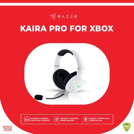 Razer Kaira Pro White Wireless Gaming Headset, Xbox Wireless/Bluetooth 5.0 Connection, 20 Hour Battery Life, TriForce Titanium, 2.0 inches (50 mm) Driver, EQ/Xbox Pairing Button, PC, Mobile, Xbox