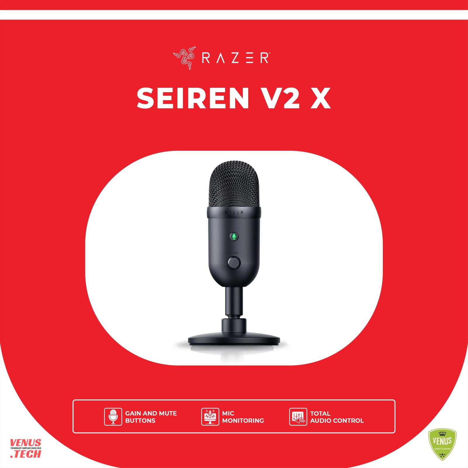 78 - Seiren V2 x Razer Seiren V2 X USB Condenser Microphone | for Streaming and Gaming on PC | Supercardioid Pickup Pattern | Integrated Digital Limiter | Mic Monitoring and Gain Control | Built-in Shock Absorber - Image 1