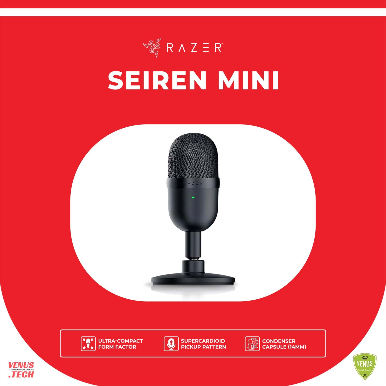 79 - Seiren Mini Razer Seiren Mini USB Condenser Microphone: for Streaming and Gaming on PC - Professional Recording Quality - Precise Supercardioid Pickup Pattern - Tilting Stand - Shock Resistant - Classic Black - Image 1