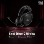 HyperX Cloud Stinger 2 - Wireless Gaming Headset | Compatible with PC | Noise-cancelling Swivel-to-mute Microphone | Comfortable Memory Foam | UP to 20 hours of battery life | Black