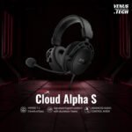 HyperX Cloud Alpha S - PC Gaming Headset, 7.1 Surround Sound, Adjustable Bass, Dual Chamber Drivers, Chat Mixer, Breathable Leatherette, Memory Foam, and Noise Cancelling Microphone – Blackout