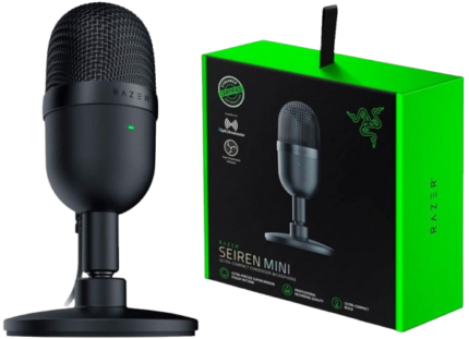 Razer Seiren Mini USB Condenser Microphone: for Streaming and Gaming on PC - Professional Recording Quality - Precise Supercardioid Pickup Pattern - Tilting Stand - Shock Resistant - Classic Black
